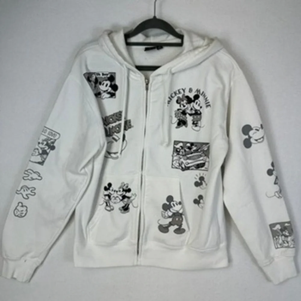 Kids Disney Mickey & Friends White Zip Up Hoodie Sweatshirt Size SM